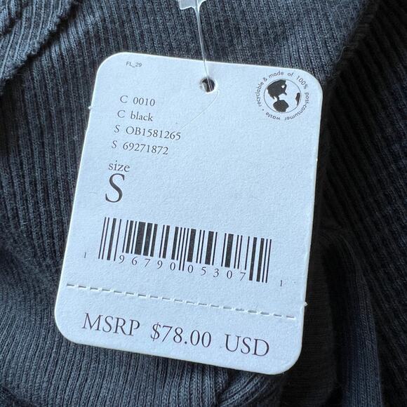 Free People Shirt Santa Clara Womens Small Thermal Oversized Black - Picture 5 of 11